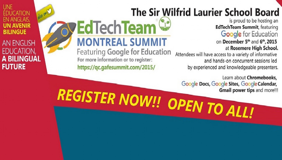 THE SIR WILFRID LAURIER SCHOOL BOARD AND THE EdTech TEAM ARE PROUD TO HOST “GOOGLE FOR EDUCATION SUMMIT” | Laval Families Magazine | Laval's Family Life Magazine THE SIR WILFRID LAURIER SCHOOL BOARD AND THE EdTech TEAM ARE PROUD TO HOST “GOOGLE FOR EDUCATION SUMMIT” | Laval Families Magazine | Laval's Family Life Magazine